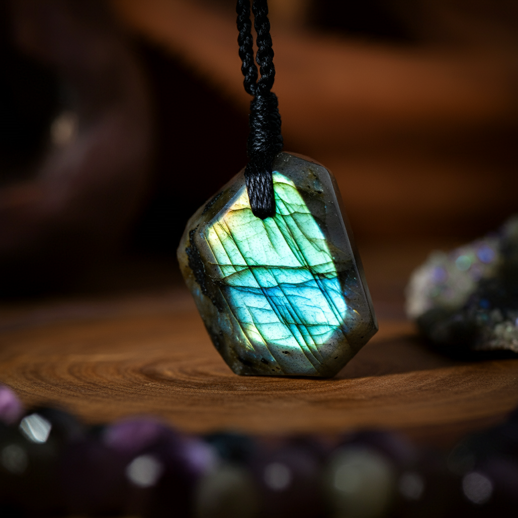 Natural Irregular Crystal Labradorite Pendant