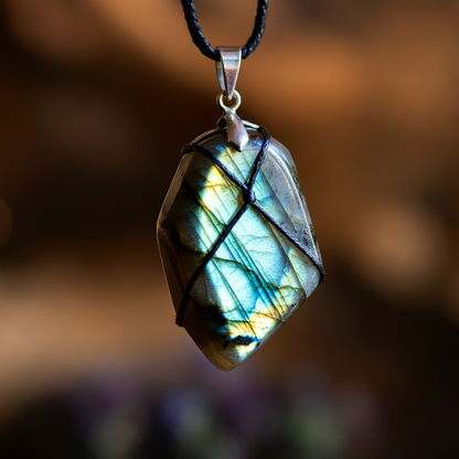 Natural Irregular Crystal Labradorite Pendant