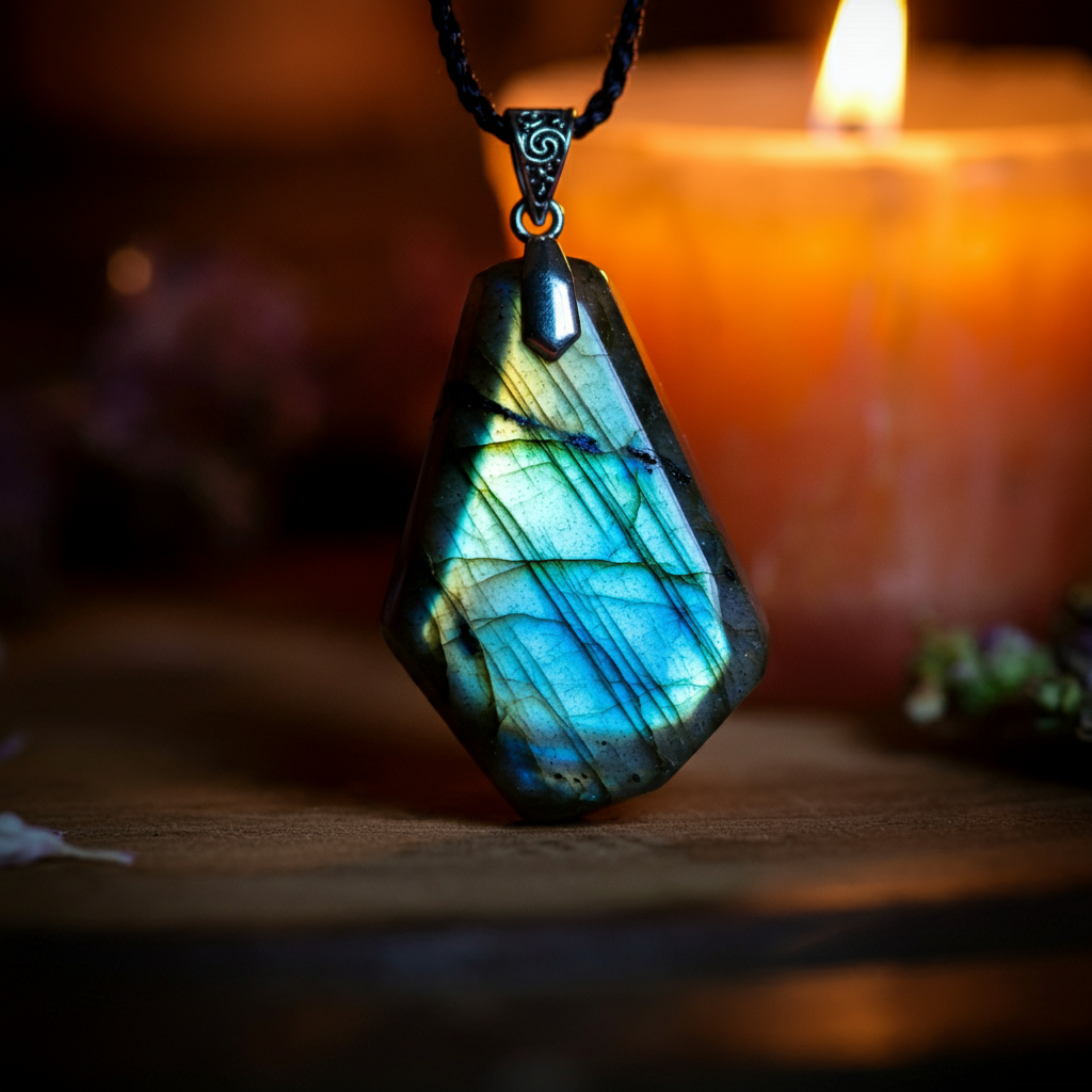 Natural Irregular Crystal Labradorite Pendant